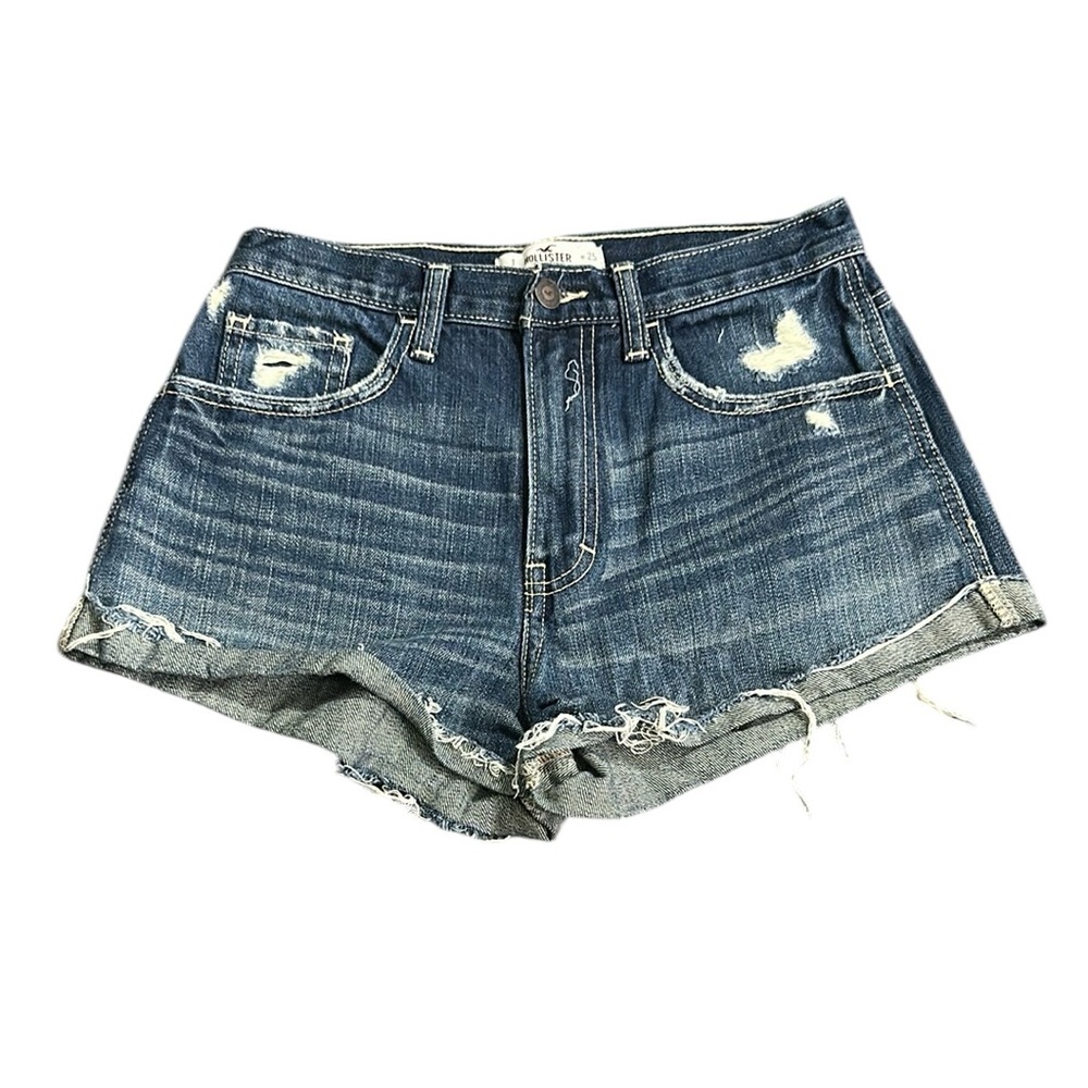HOLLISTER Distressed Dark Blue Denim Jean Shorts 1/25